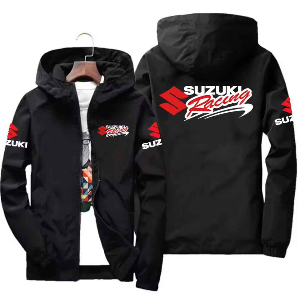 

New Suzuki Racing Team Spring and Autumn Hooded Zipper Jacket Men's Waterproof Windbreaker Casual Fashion Outdoor Sportswear
