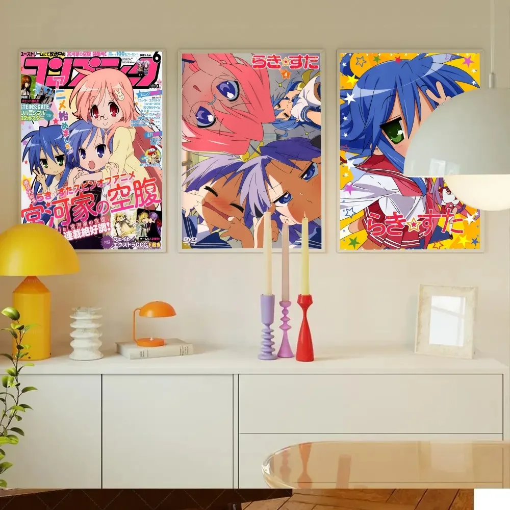 Anime Lucky Star Poster Stickers Living Room Bedroom Entrance Cafe Wall Art Decoration Painting Room Decor kawaii Aome Decor