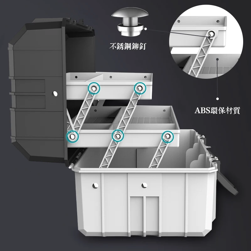 Three layer folding hardware plastic toolbox multifunctional portable repair box for household use