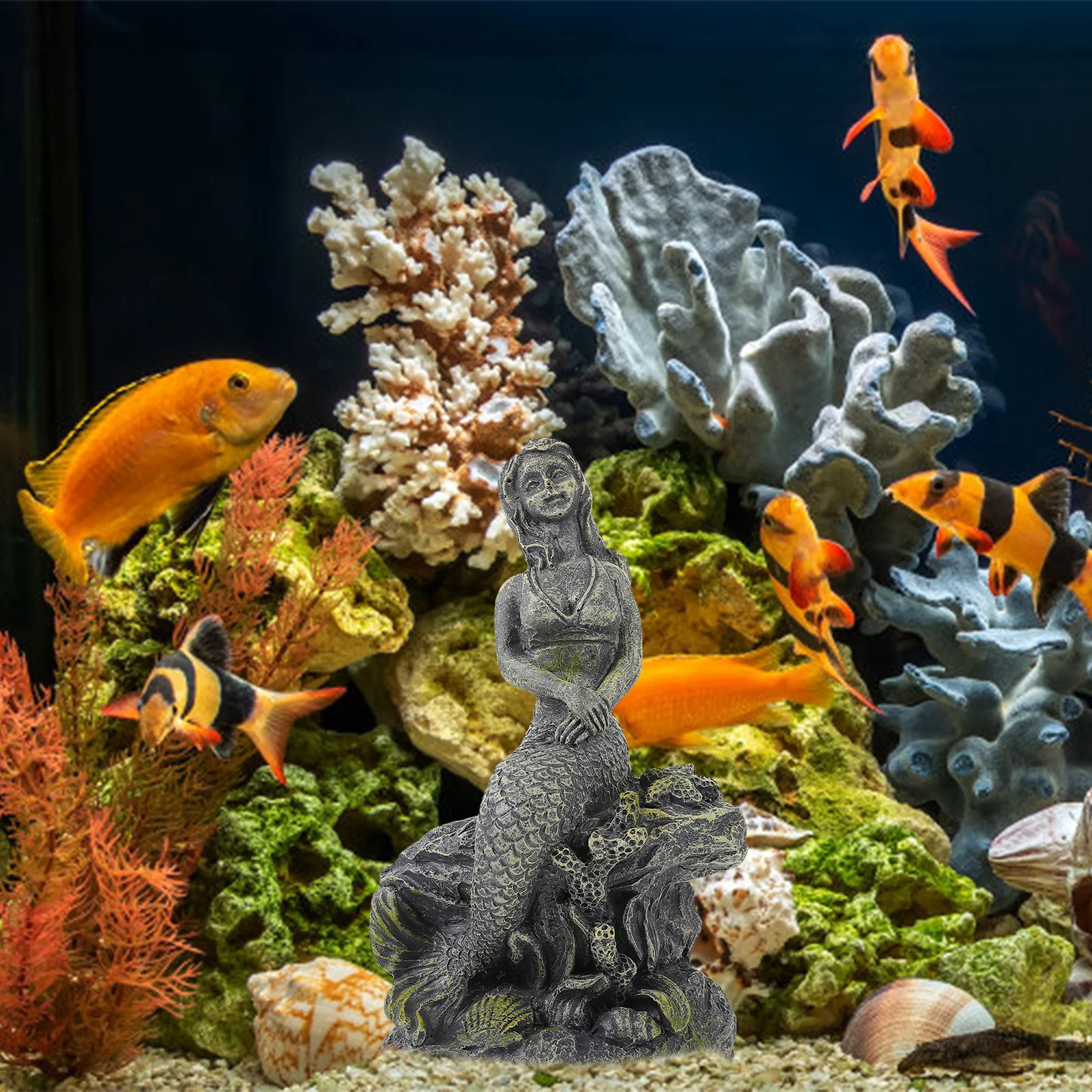 

Creative Mermaid Shaped Resin Ornament for Fish Tank Aquarium Decor Desktop Table Display Home Interior Styling
