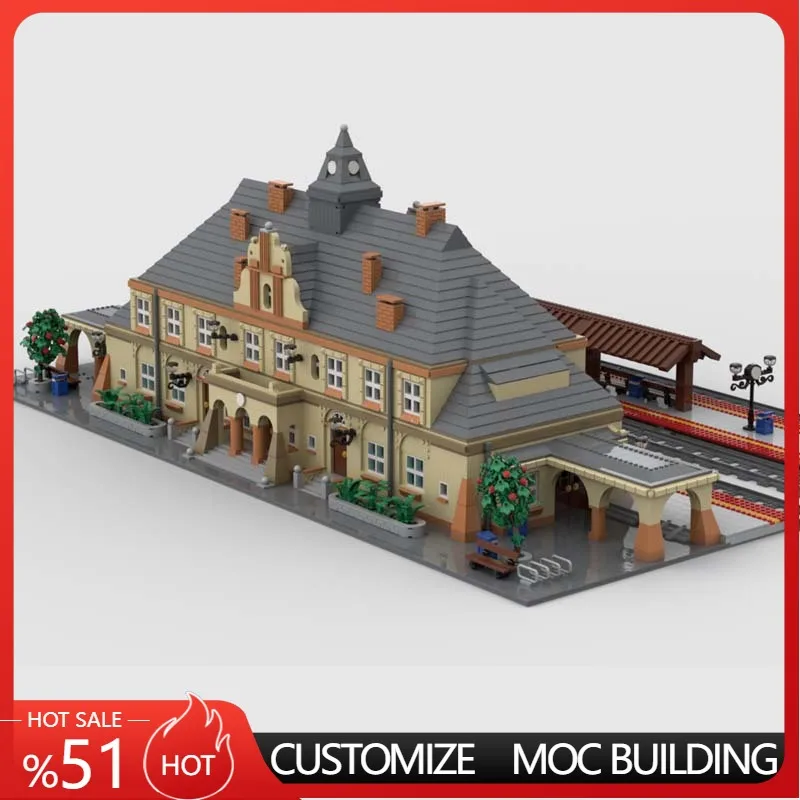 9282 pièces Blocs de construction modulaires personnalisables MOC Gare de ville néoclassique Technologie créative DIY Cadeaux de jouets de vacances