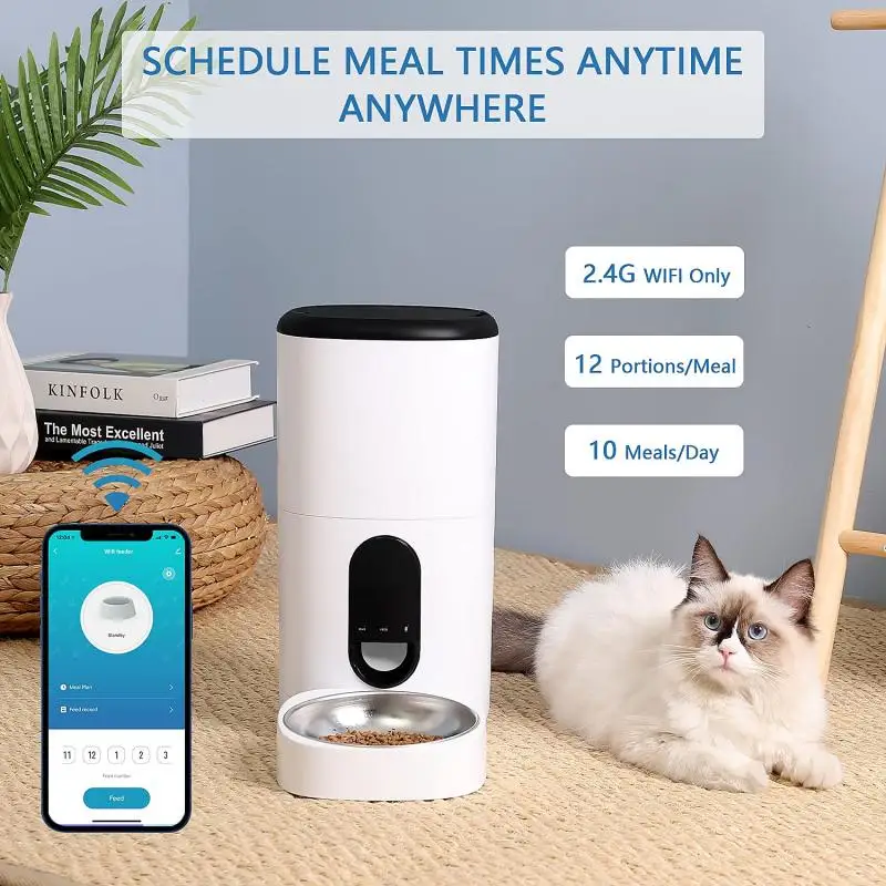 Smart Life APP Remote Feeding Wifi 6L Automatic Pet Bowls Up To 10 Meals Per Day Pet Feeder