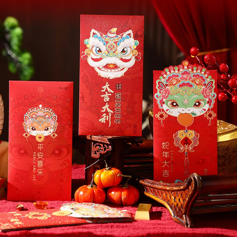 6Pcs Cartoon Cute Red Envelope Fashion Spring Festival Red Packet Creative Chinese New Year Lucky Red Bag Festival Gifts