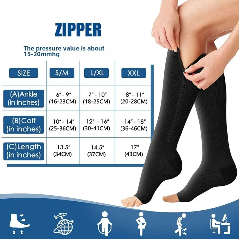 Amazon zipper Open Toe Compression Socks zip sox CompressionSocks Compression Socks Beautiful Leg Elastic Socks