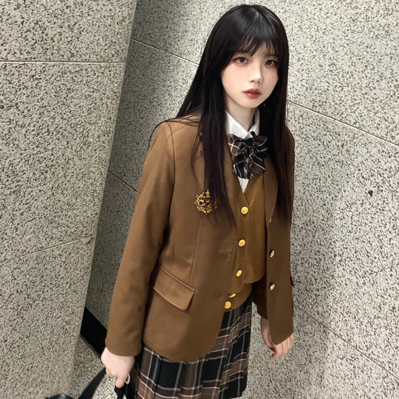 

Костюм-тройка цвета чая: оригинальный комплект для выступлений, полиэстер, для повседневной носки, с длинными рукавами, приталенный крой