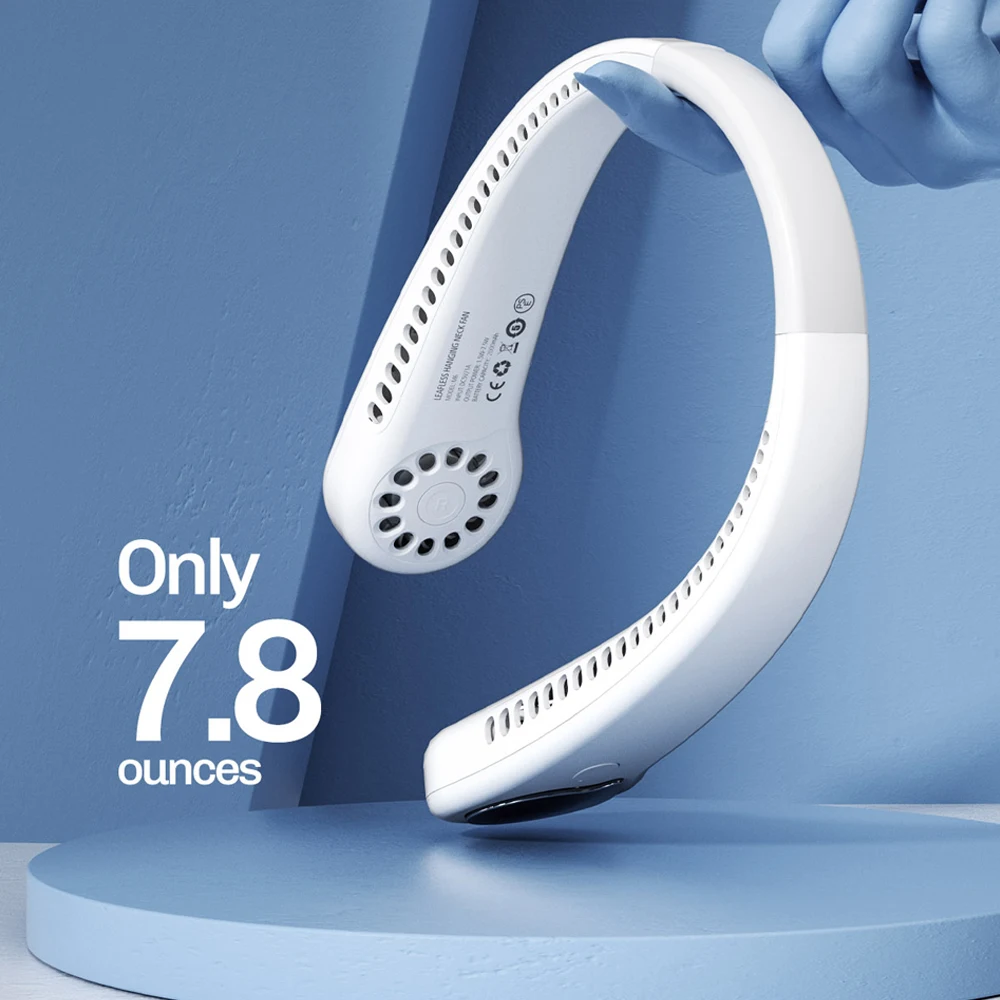 Gaiatop พัดลมคล้องคอแบบพกพา USB ชาร์จไฟได้, สายคล้องคอเงียบพัดลมไฟฟ้าขนาดเล็กพัดลมทำความเย็นสวมใส่ได้สำหรับการเดินทางกีฬา