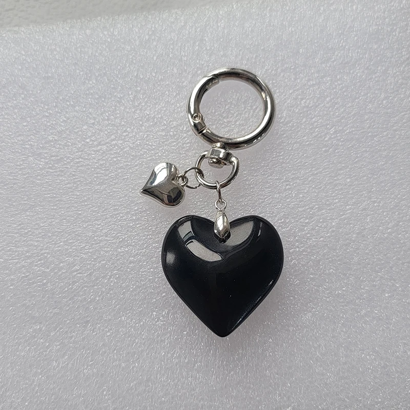 Y2K Vintage Black Heart Keychain Fashion Metal Keyring Car Key Chain Bag Pendant Backpack Hanging Decoration Couple Gifts