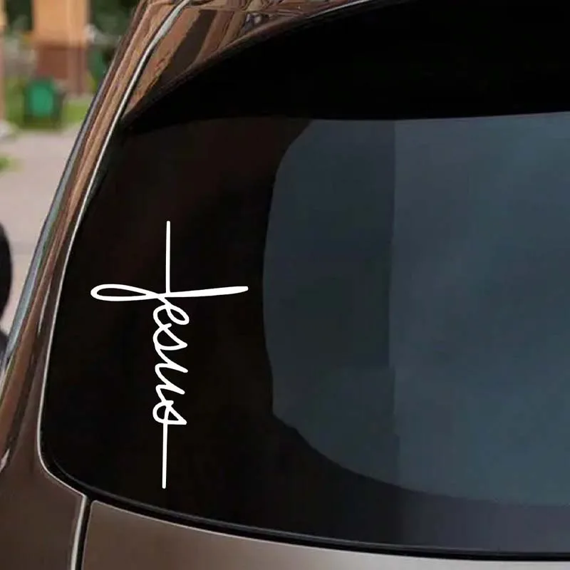 Jesus Cross Car Decal, God Cross Car Emblem, Jesus Car Window and Grille Decal, or Grille Decal