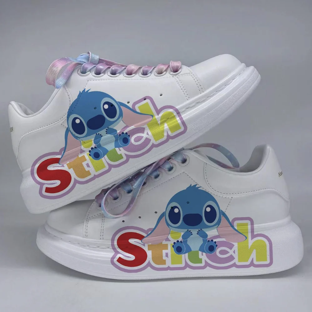 Disney-zapatillas de deporte Lilo & Stitch Kawaii, zapatos de dibujos animados con patrón de monstruo pequeño, zapatos deportivos informales a la moda