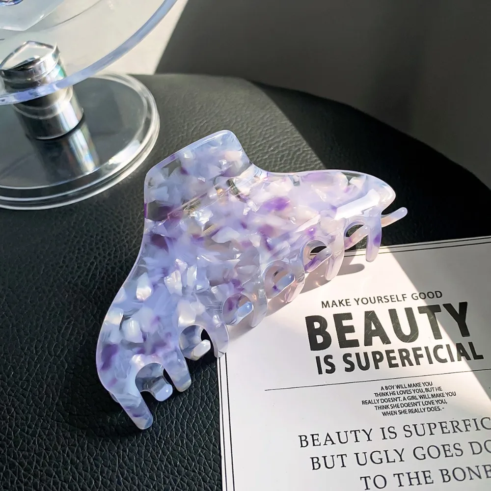 Solid Color Fresh Acetate Hair Claw Hair Clip Shark Clip Printing Shark Clip Headwear Hairpin Tortoiseshell Hair Claw Streetwear