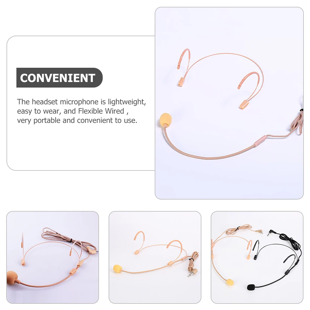 

Portable Headset Microphone for Singing Speaking Wired Ear Mic Teachers Tour Guide Stage Performance Premium Material Long Use