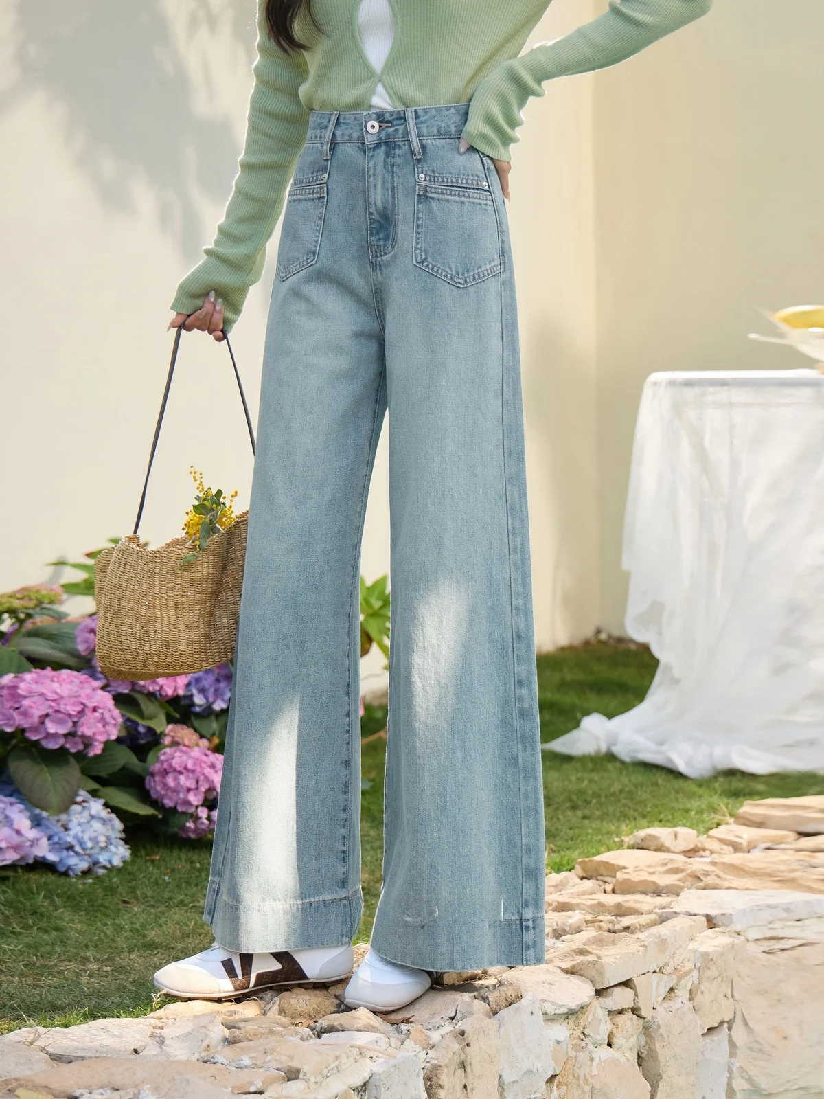 

High Waist Slim Straight Blue Jeans Women's Faionable Versatile Spring New Sle Casual High Waist Slim Long Pants