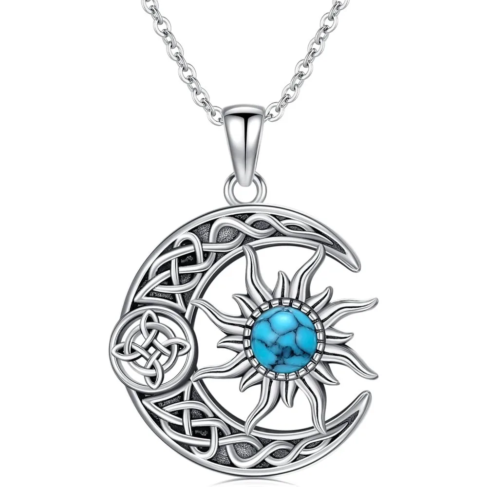 

Witch Necklace 925 Sterling Silver Pentagram Triple Moon Pentacle Pendant Wiccan Pagan Jewelry Witchy Gifts for Women