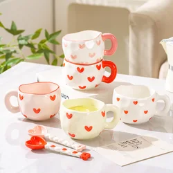 300ML Hand Pinched Ceramic Mug Cute Pattern Irregular Coffee Cup Breakfast Milk Oatmeal Mugs Afternoon Tea Cups Creative Gifts