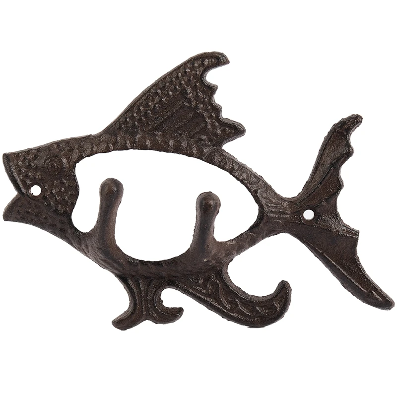 

Fish With Two Hooks Ocean Series Cast Iron Wall Hook Wall Mount Towel Hanger Hook For Hat, Key, Coats