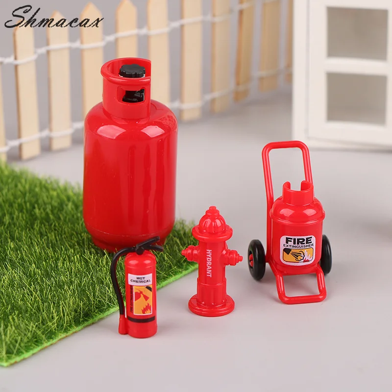 1/12 Dollhouse Gas Tank Fire Extinguisher Fire Hydrant Model Dollhouse Decoration Dolls House Scene Toys Pretend Play Toys