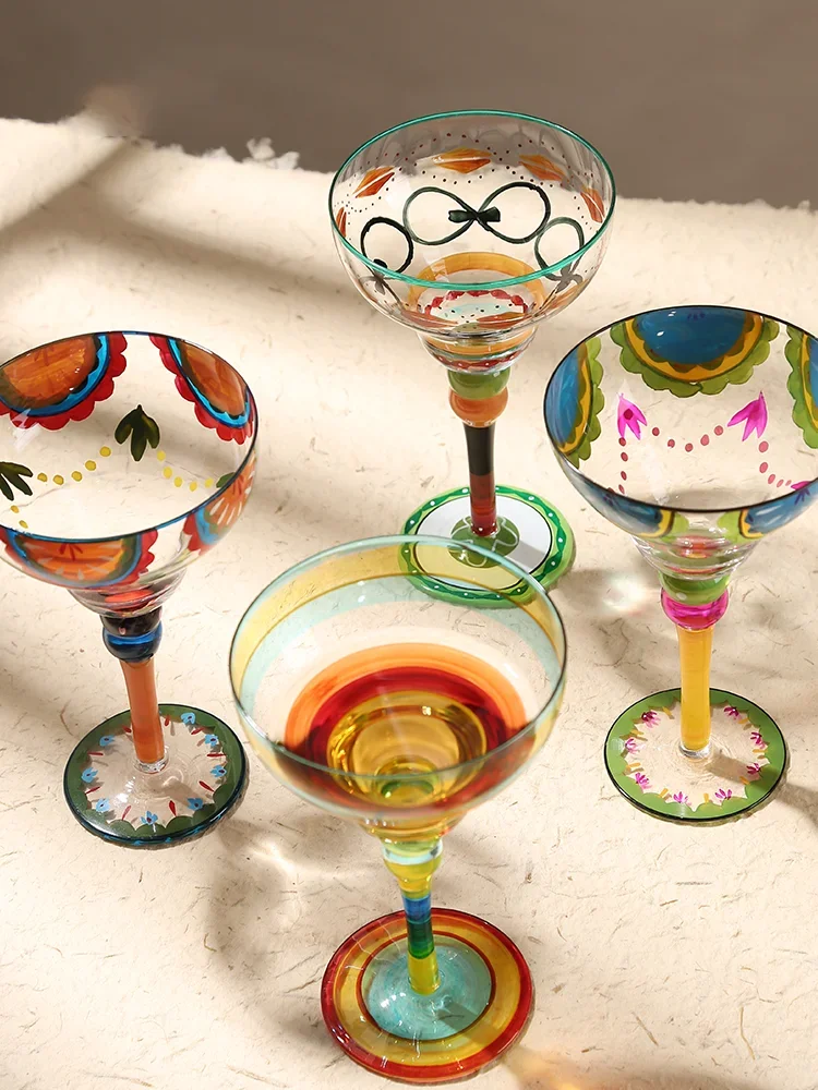 Hand-Painted Marguerite Stemmed Wine Glass Unique Decorative Gift Cup Specialized Glassware For Home Decor