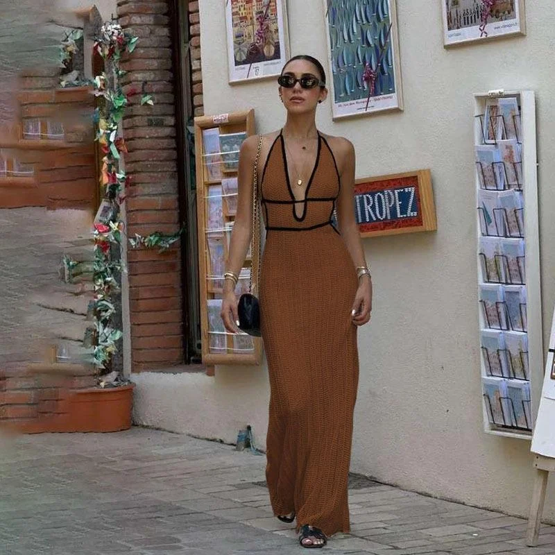 Faionable Color Blo V-Ne Knitted Dr مع تصميم حزام Bal للنساء عالي الخصر طويل Sve كاجوال Sle