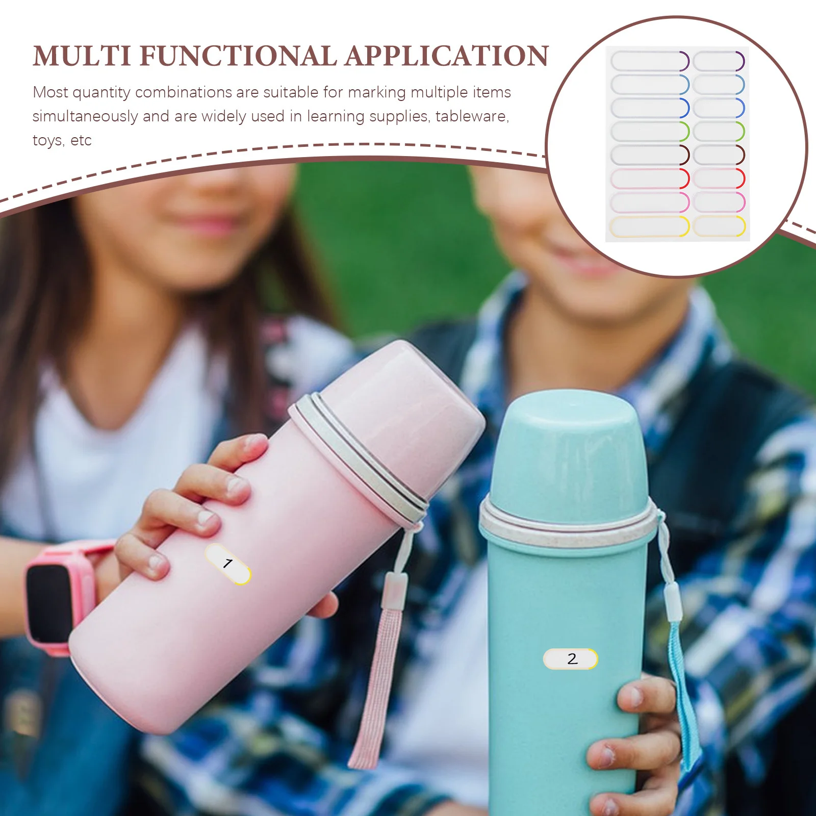 20 ورقة ملصقات أسماء ذاتية اللصق مقاومة للماء للوازم المدرسية وزجاجات الرعاية النهارية وآمنة للكتابة في غسالة الأطباق