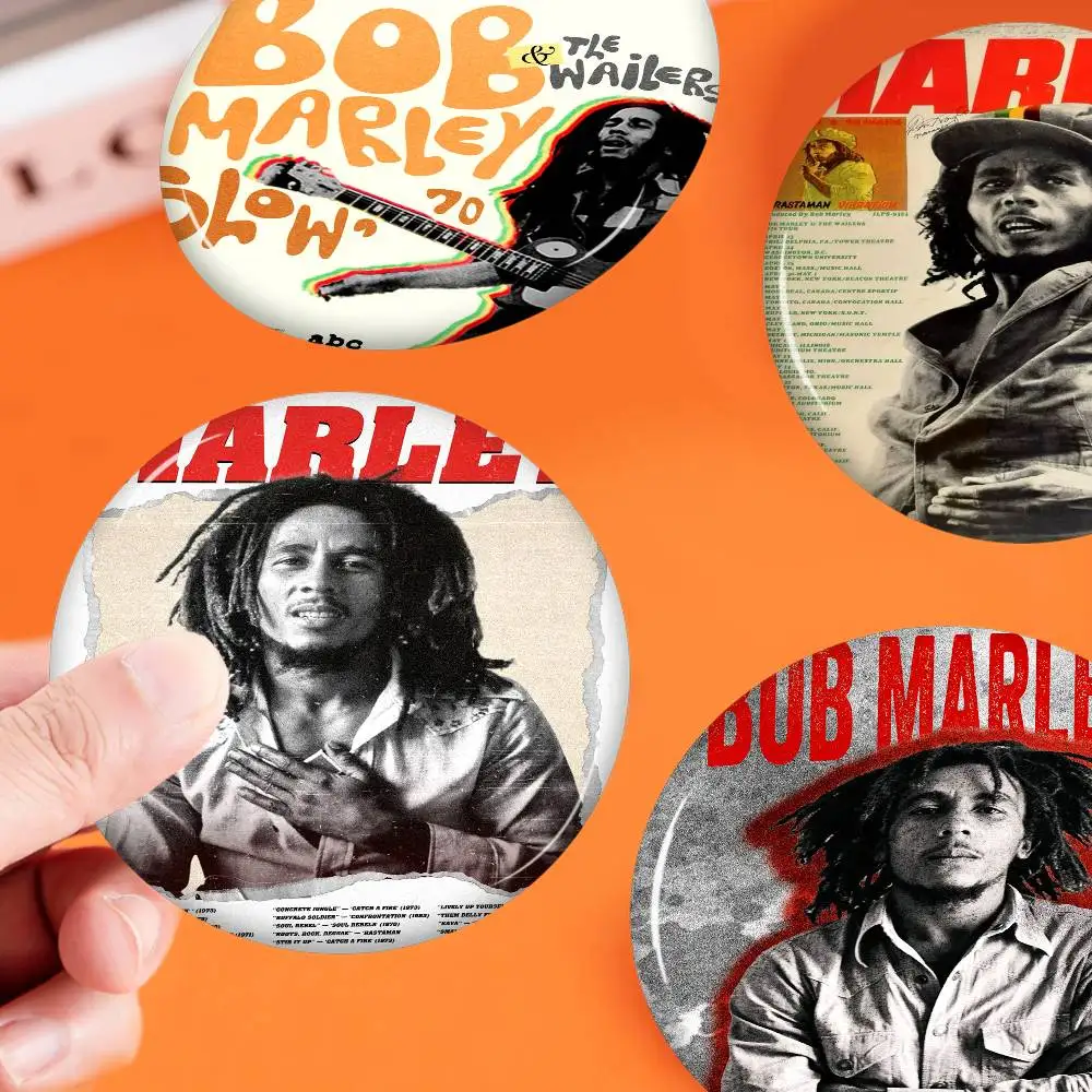 Broche à boutons abstraite Bob Marley, broche faite à la main pour vêtements, Badge de dessin animé, sac à dos, décoration, accessoires bijoux