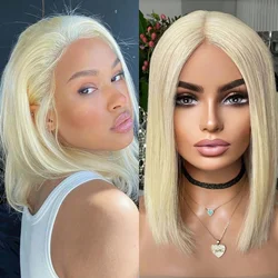 Blonde Bob Wig Short Lace Synthetic Lace Front Wig Pre Cut Glueless Frontal 613 Blond Hair Lace Wigs for Women Party Cosplay