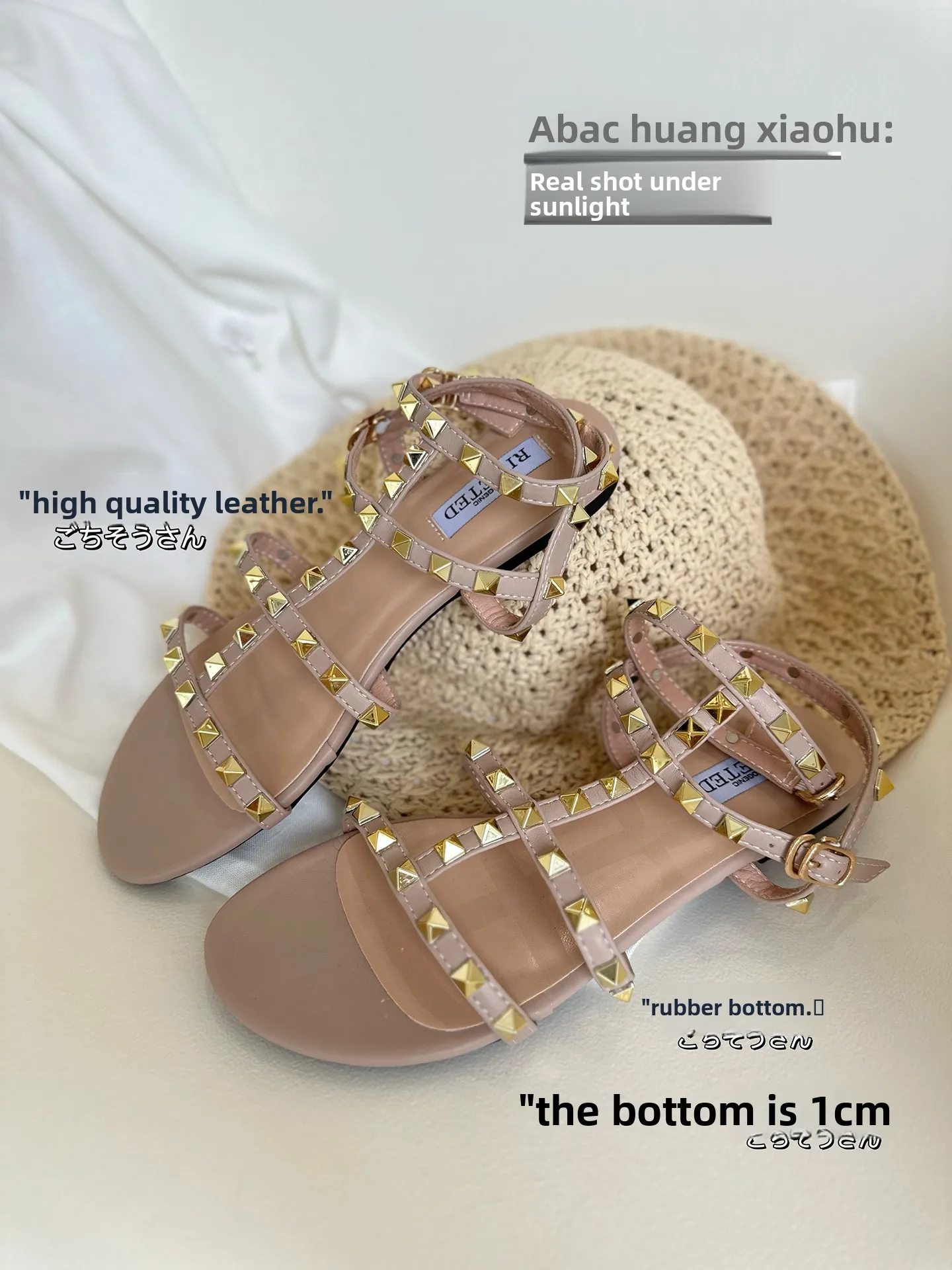 

Classic Rivet Backless Sandals Women's Outdoor Wear Summer New Comfortable Flat Hollow out Toe Roman Shoes Breathable Slip-On