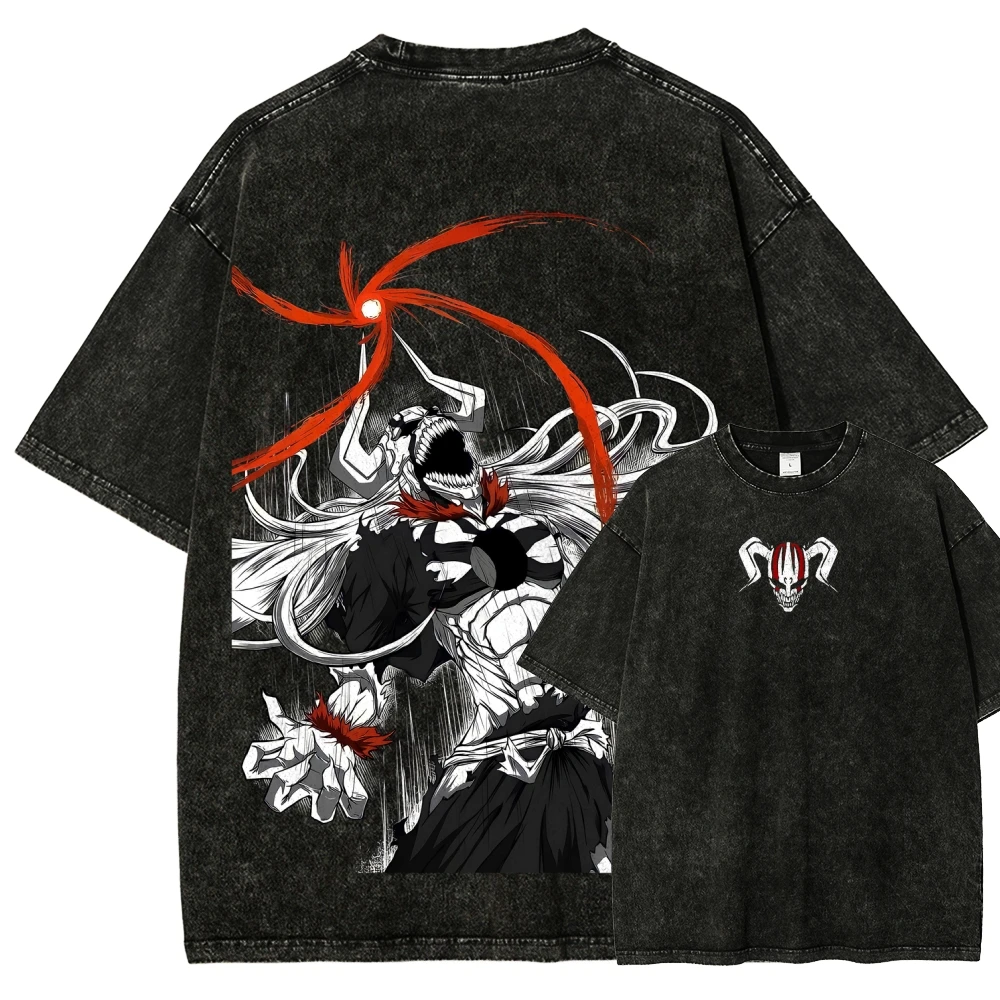 Bleach hot product New Model Washed T-shirt personality Clothes Retro Fashion Streetwear Trendy Couples Classic high quality tee