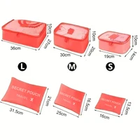 6 Pcs/Set Pink/Blue/Grey Travel Storage Bag Large Capacity Waterproof Luggage Clothing Underwear Storage Bag Bag With Zipper 6