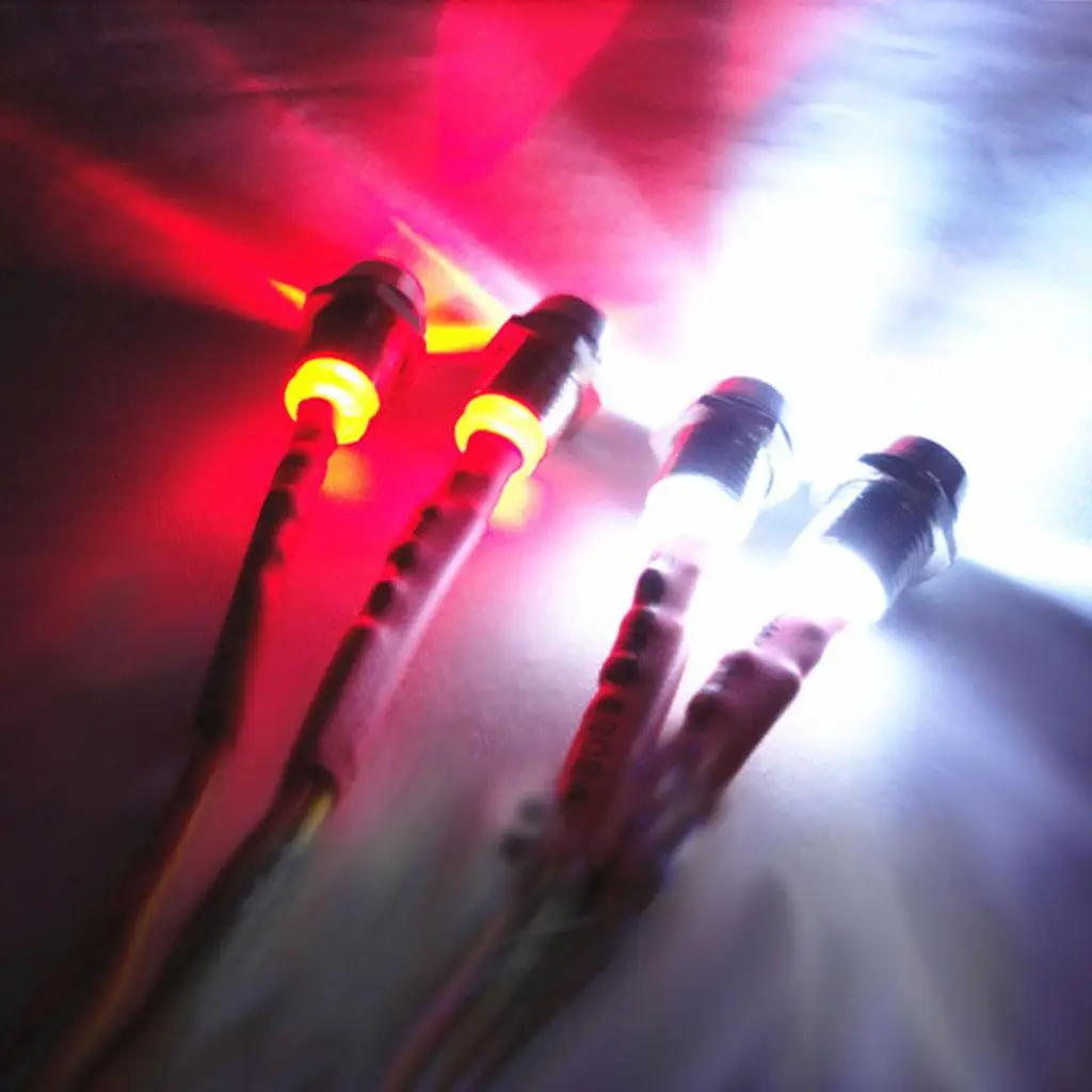 RC LED Headlights Metal Lighting Kit for 1 10 RC Car Truck Accessories Roof Lights Red White