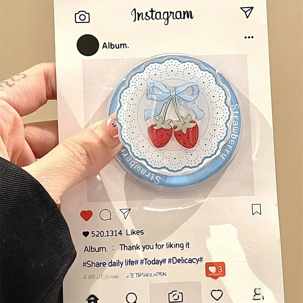 Cute Cartoon Bowknot  Strawberry For Magsafe Griptok Holder Phone Finger Ring Stand Support For iPhone 16 Universal Accessoriess