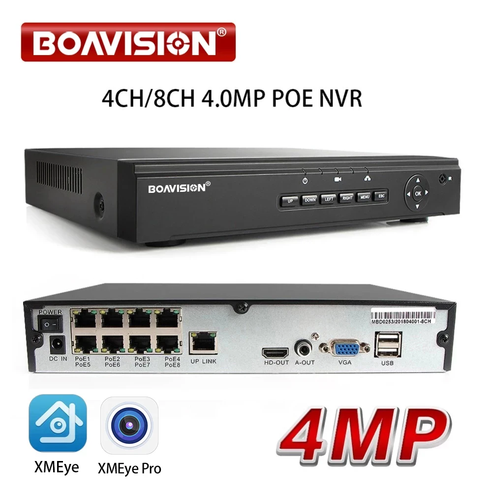 

52V H.265 8CH 4MP 5MP POE CCTV NVR P2P Network Video Recorder For POE IP Cameras Security Surveillance Recorder APP XMEYE