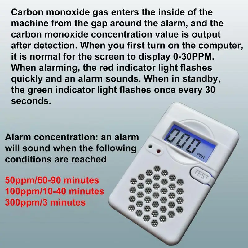 Carbon Monoxide Alarm Detector CO Meter and Air Quality Sensor Portable Mini Size CO Monitor for Vehicle Aircraft Car Travel