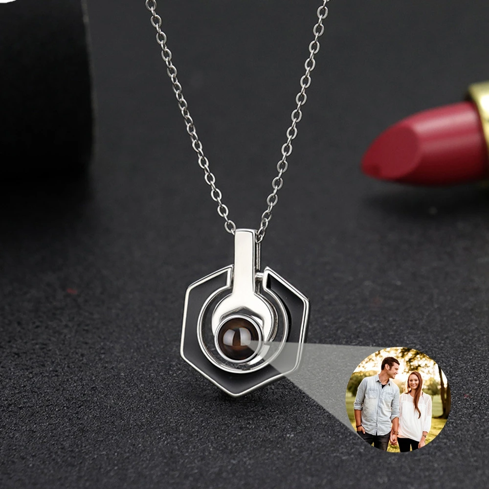 

Custom Photo Projection Photo Necklace for Women Men Personalized Birthday Gift Wrench Tool Pendant Necklace Boy Friend Jewelry
