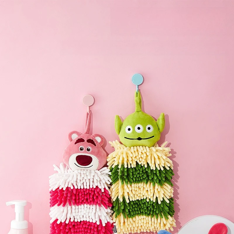 ตุ๊กตาดิสนีย์ Chenille เช็ดผ้าเช็ดมือหนาผ้าเช็ดหน้าห้องน้ําแขวนการ์ตูนผ้าขนหนูดูดซับไม่มีขน