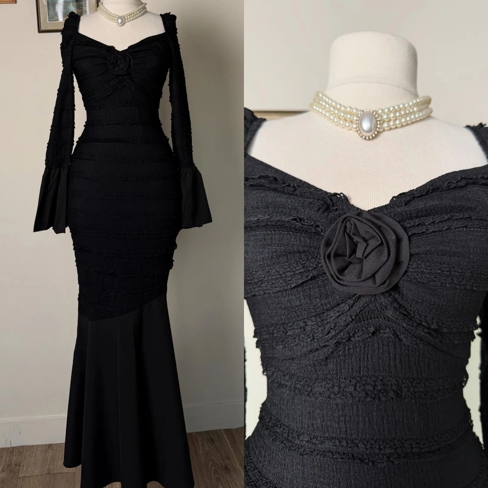 فستان سهرة أنيق مخصص بحورية البحر بياقة مربعة كلاسيكي رقيق للمشاهير فستان حفلات عالي الجودة