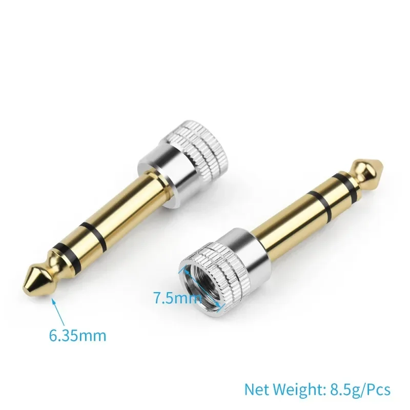 Adaptador de Audio para micrófono, convertidor de 6, 3 a 3, 5, macho de 6,35mm a hembra de 3,5mm, conector auxiliar estéreo chapado en oro, conectores para auriculares