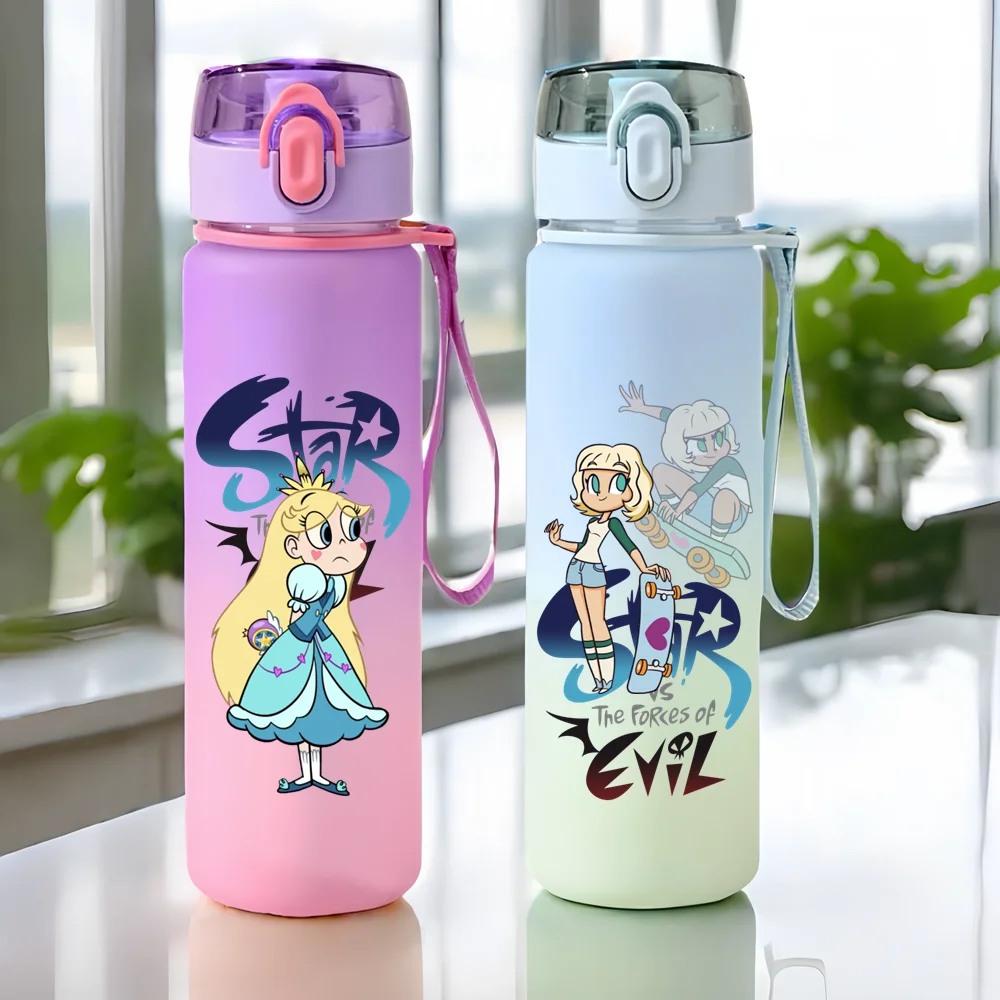 Star Butterfly Sports Water Bottle Leak Proof Colorful Plastic Cup Drinking Kids Outdoor Travel Portable Gym Fitness Jugs 560mL