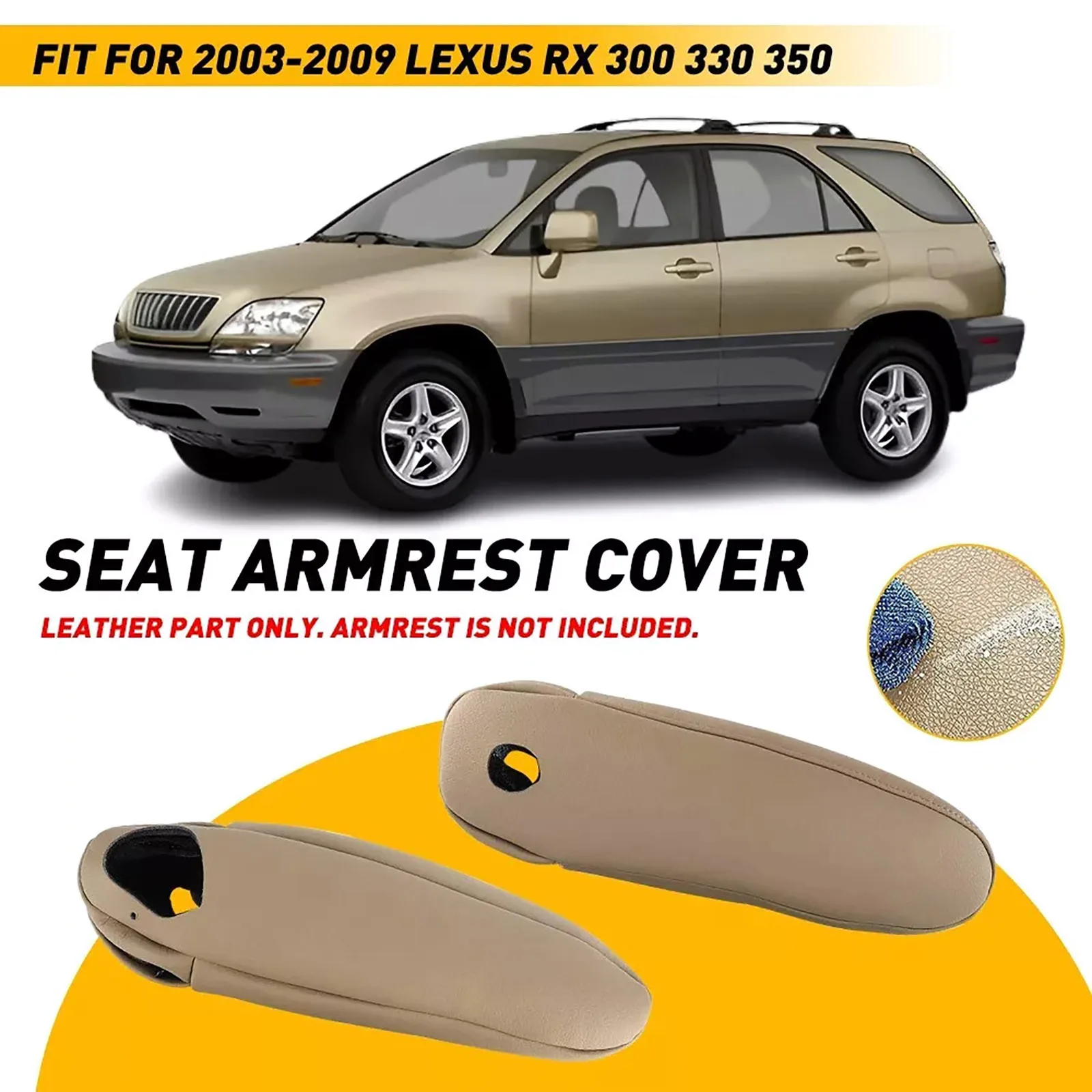 Seat Armrest Cover Beige Leather for Lexus RX 300 330 350 2003-2009 Front Left & Right Replacement Car Interier Accessories