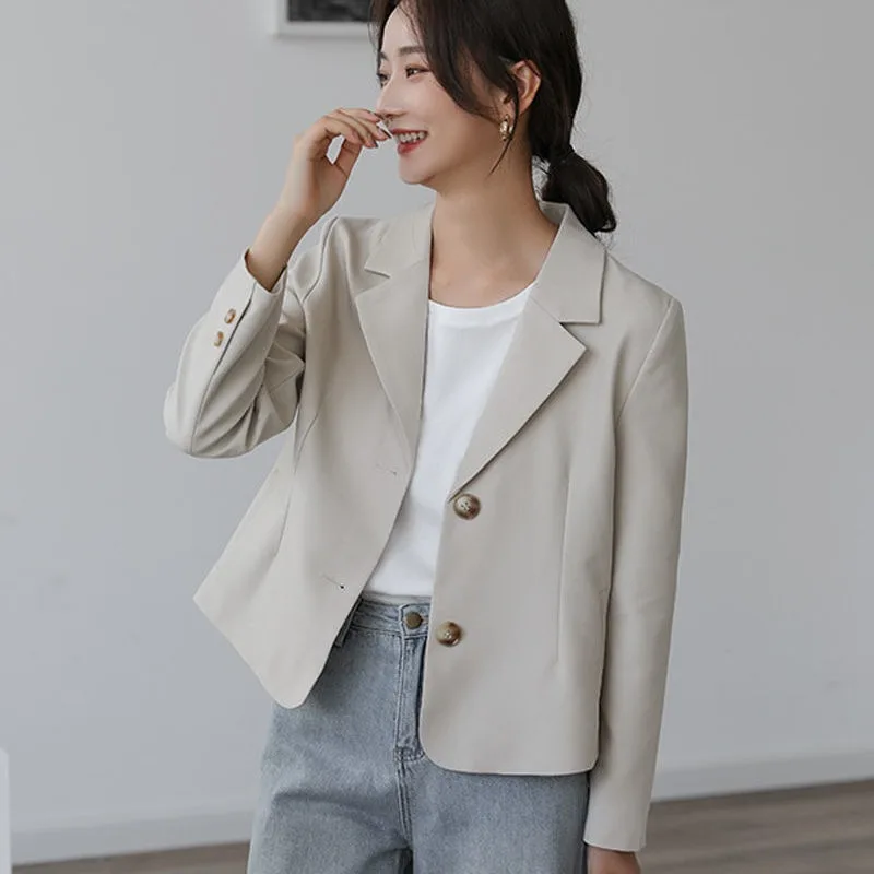 

2024 Spring Autumn New Coat Short Suit Jacket Women Short Blazers Niche Suit Simple Single-breasted Outwear Slimming Overcoat