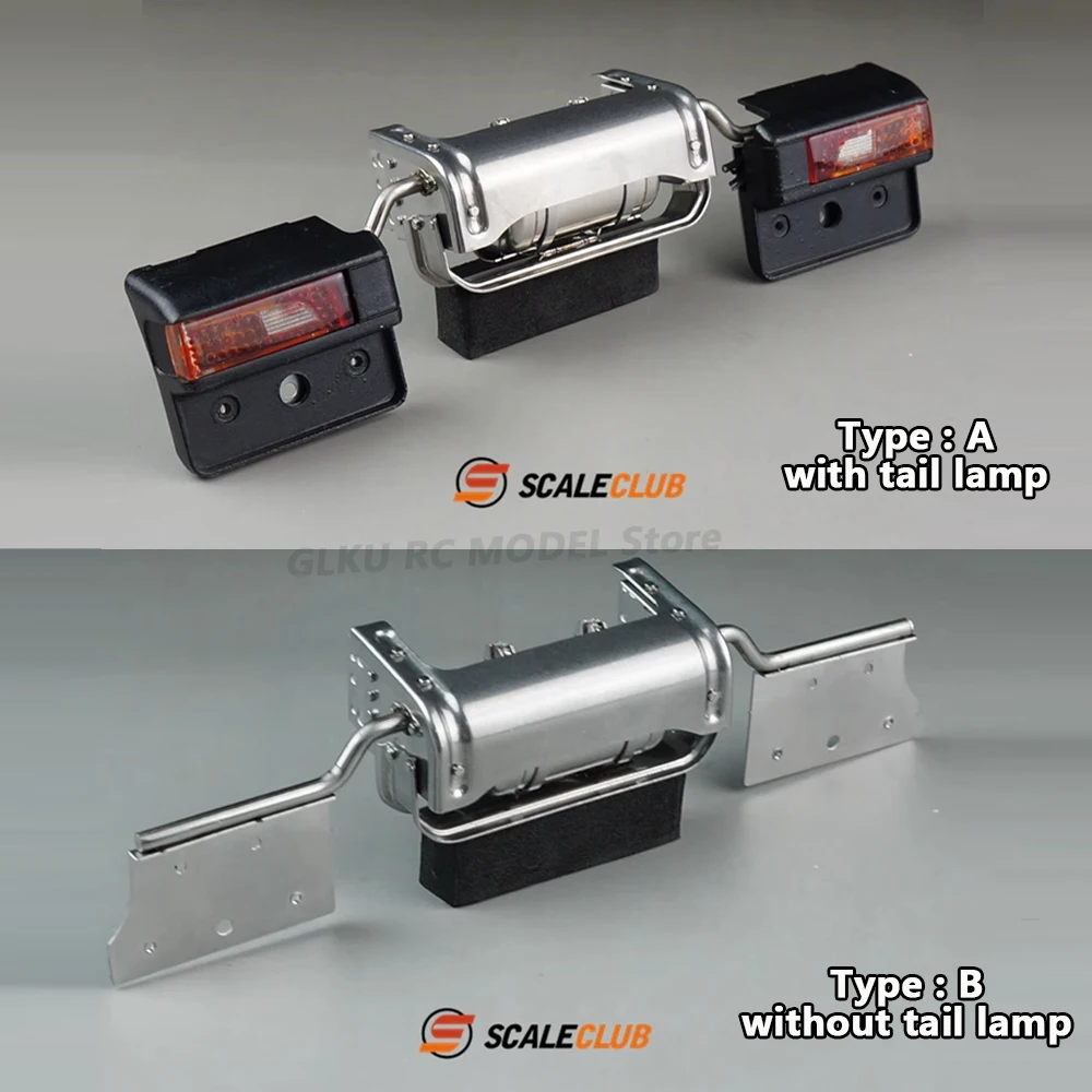 SCALECLUB Model 1/14 RC Truck Tail Beam Gas Tank Tail Light Bracket For Tamiya LESU R470 R620 TGX RC 1/14 Traction Truck Parts