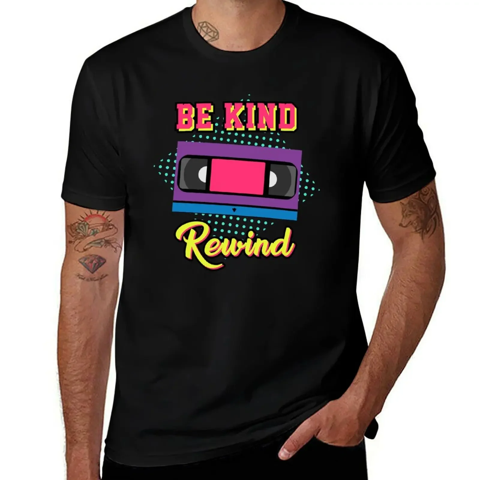 Be Kind Rewind 80s theme gift 80s neon tshirt rad dad shirt 80s dad retro graphic tee eighties party theme party retro g T-Shirt