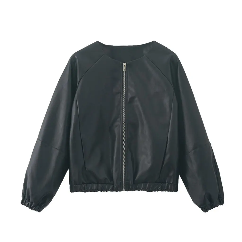 

Women's High-End Pu Leather Motorcycle Jacket Guangzhou Huangyi Korean Casual Style Early Autumn Collection 510002