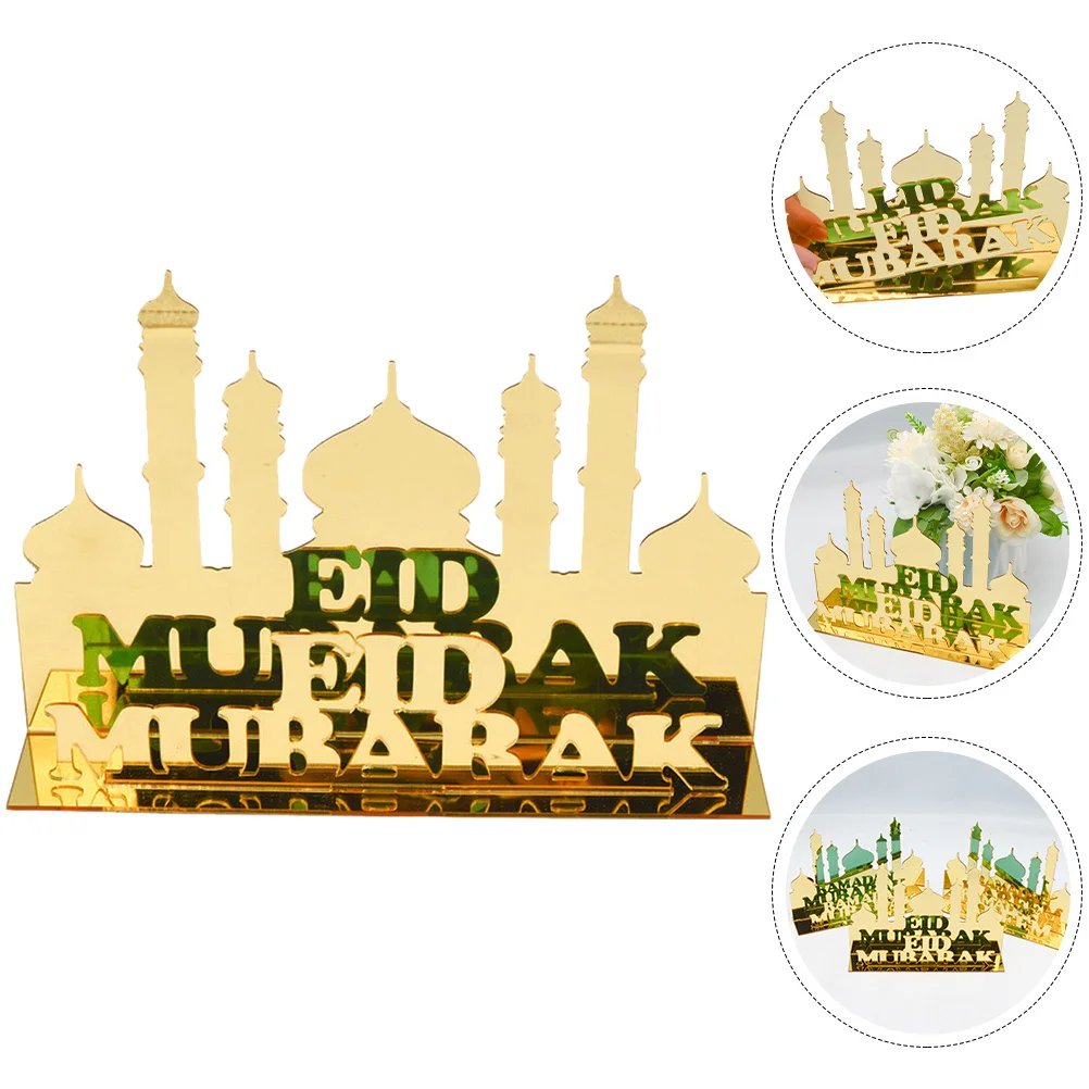 

Eid Acrylic Decoration Ramadan Hollow Table Centerpiece Bright Color Eid Mubarak Ornament Desktop Sign Ramadan Festival Ornament