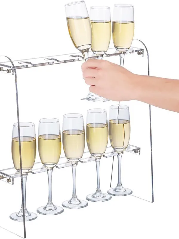 

Acrylic Champagne Stand Removable for Par Living Room 2 Layers Wedding Restaurant Champagne Tower Stand Home Cleaning Tools