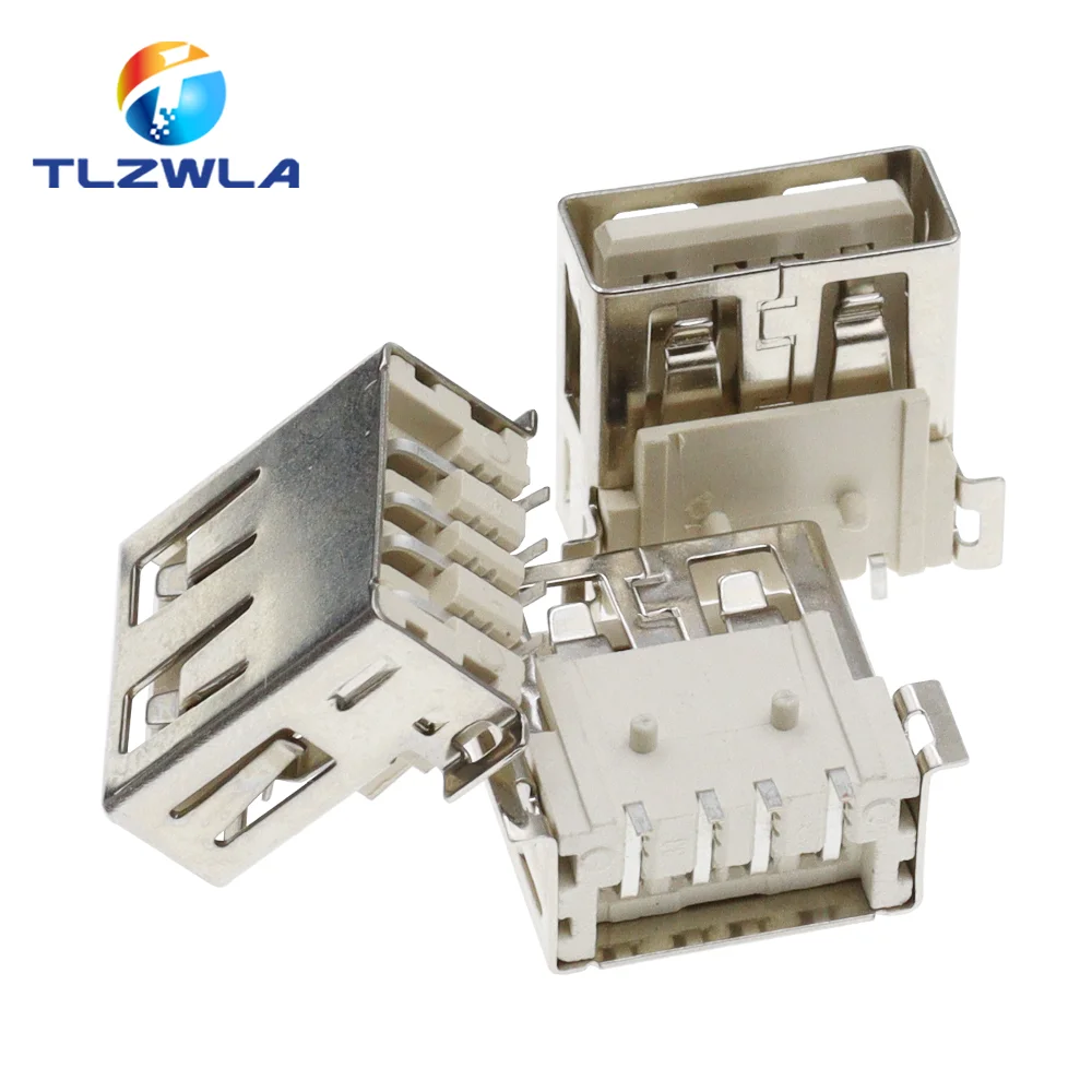 100PCS USB Type A Standard Port Female Solder Jacks Connector PCB Socket USB-A type SMT 4Pin