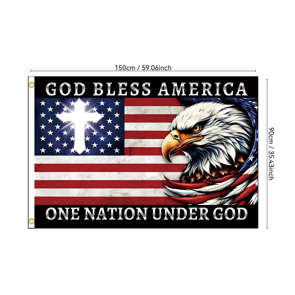God Bless America Flag with Eagle&Cross 2x3ft 3x5ft USA Patr