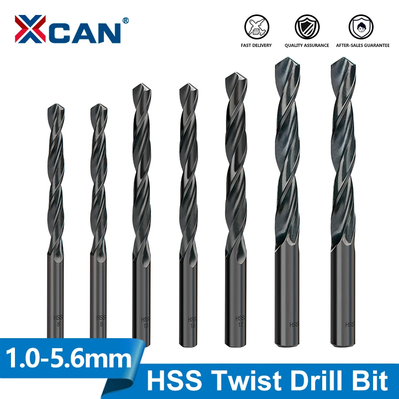 XCAN 1pc HSS Twsit Drill Bit 1.0-5.6mm Straight Shank Drill Bit with 118° Tip for Metal Wood Nitride Coated Drilling Tools