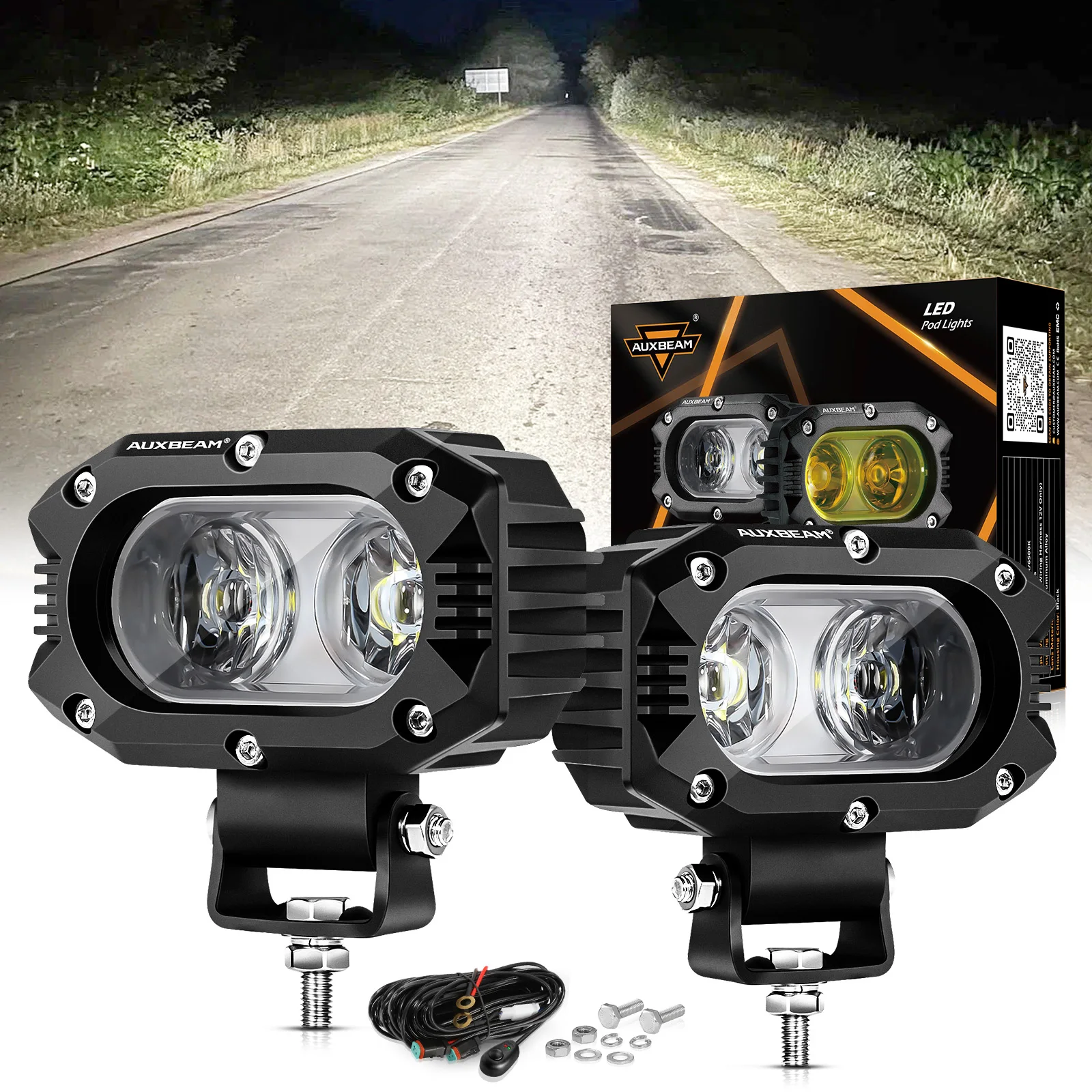AUXBEAM R4 シリーズ 4 インチ LED ワークライト 60 ワット LED ポッド 