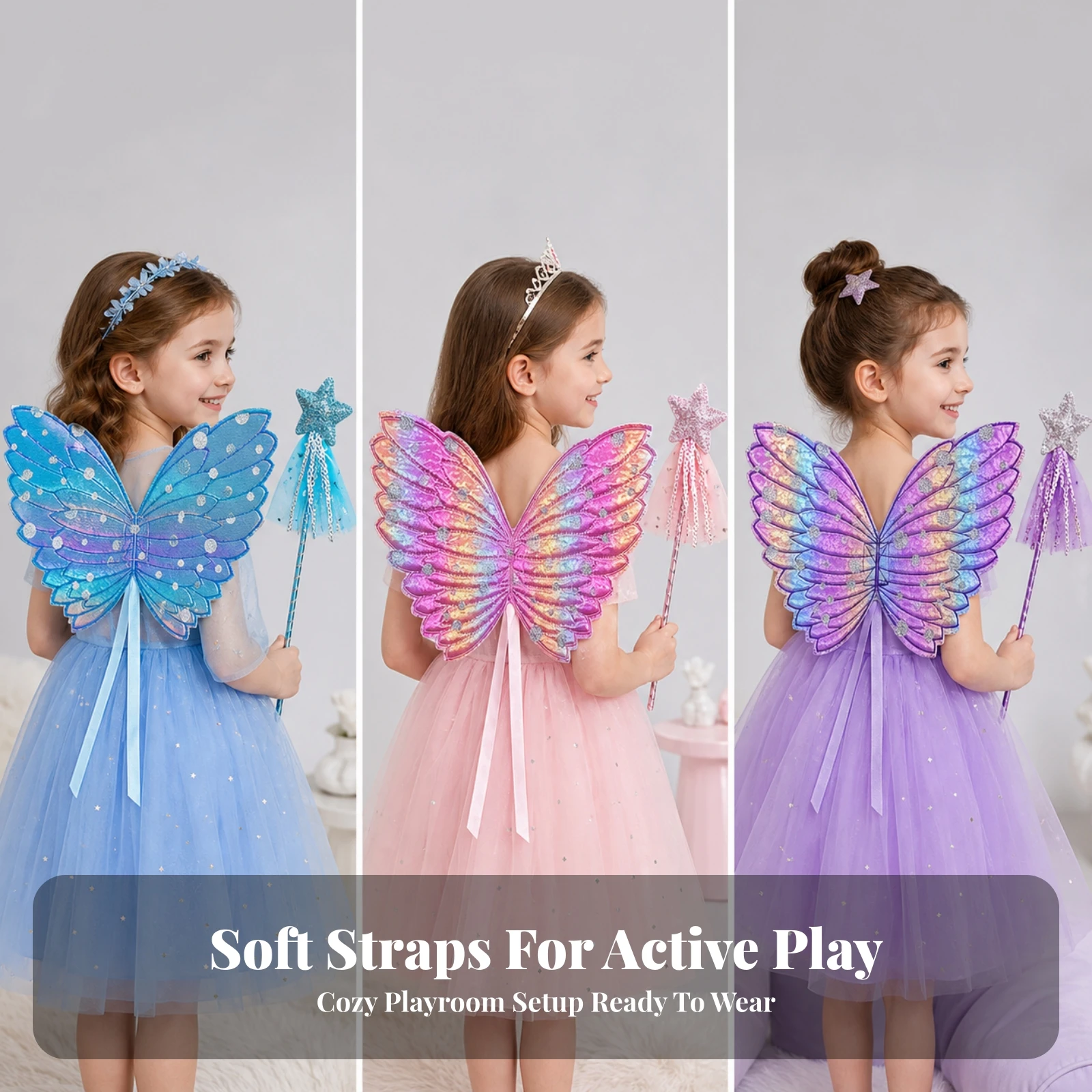 Butterfly Wings Lightweight Butterfly Fairy Wings Glittering Comfortable for Girls, Dress-up, Halloween