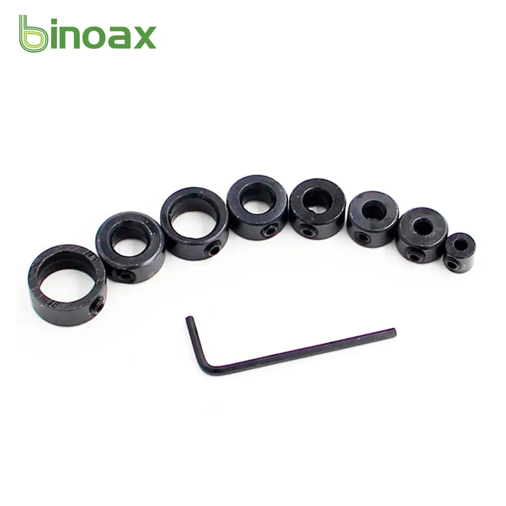 

Binoax 7/8Pcs Drills Depth Stop Collars Ring Dowel Shaft Chuck 3-16mm With Hex Wrench Woodworking